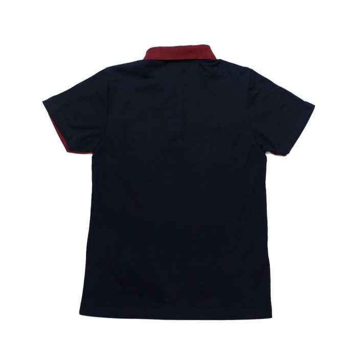 Vertical Tri Color Block Polo Shirt - Navy Blue